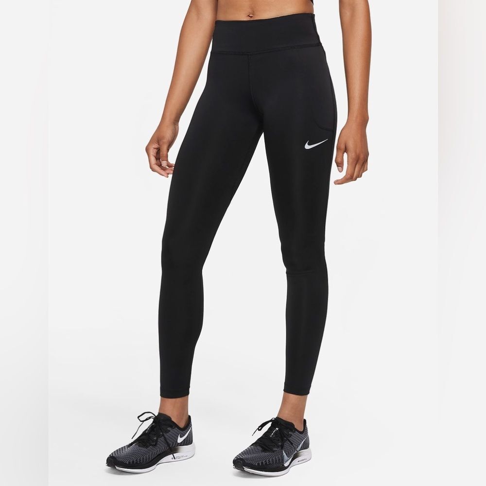 Women's Mid-Rise Running Leggings Small Size Black Zipper Dri-Fit